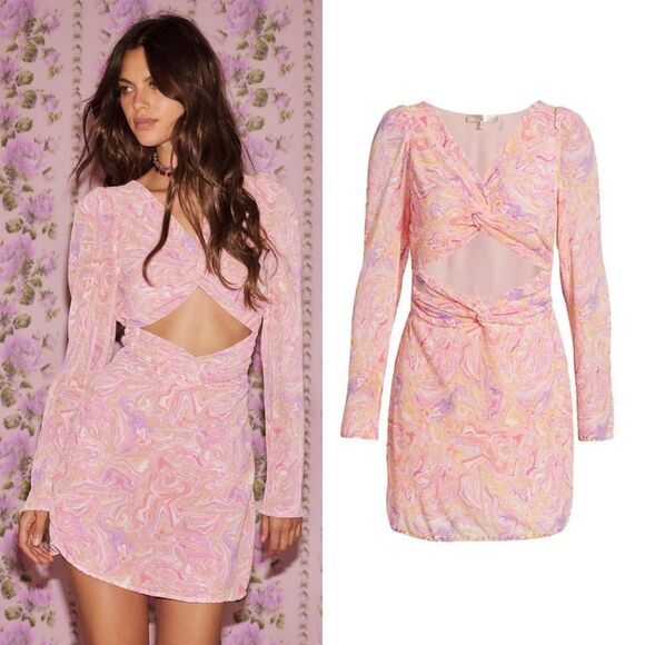NWT LoveShackFancy Nanita Cut Out dress in Pink Marble - Picture 1 of 10